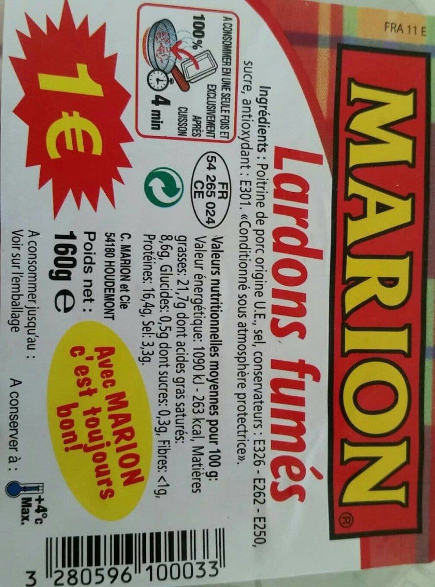 Open Food Facts Lardons Fumés 160g packshot