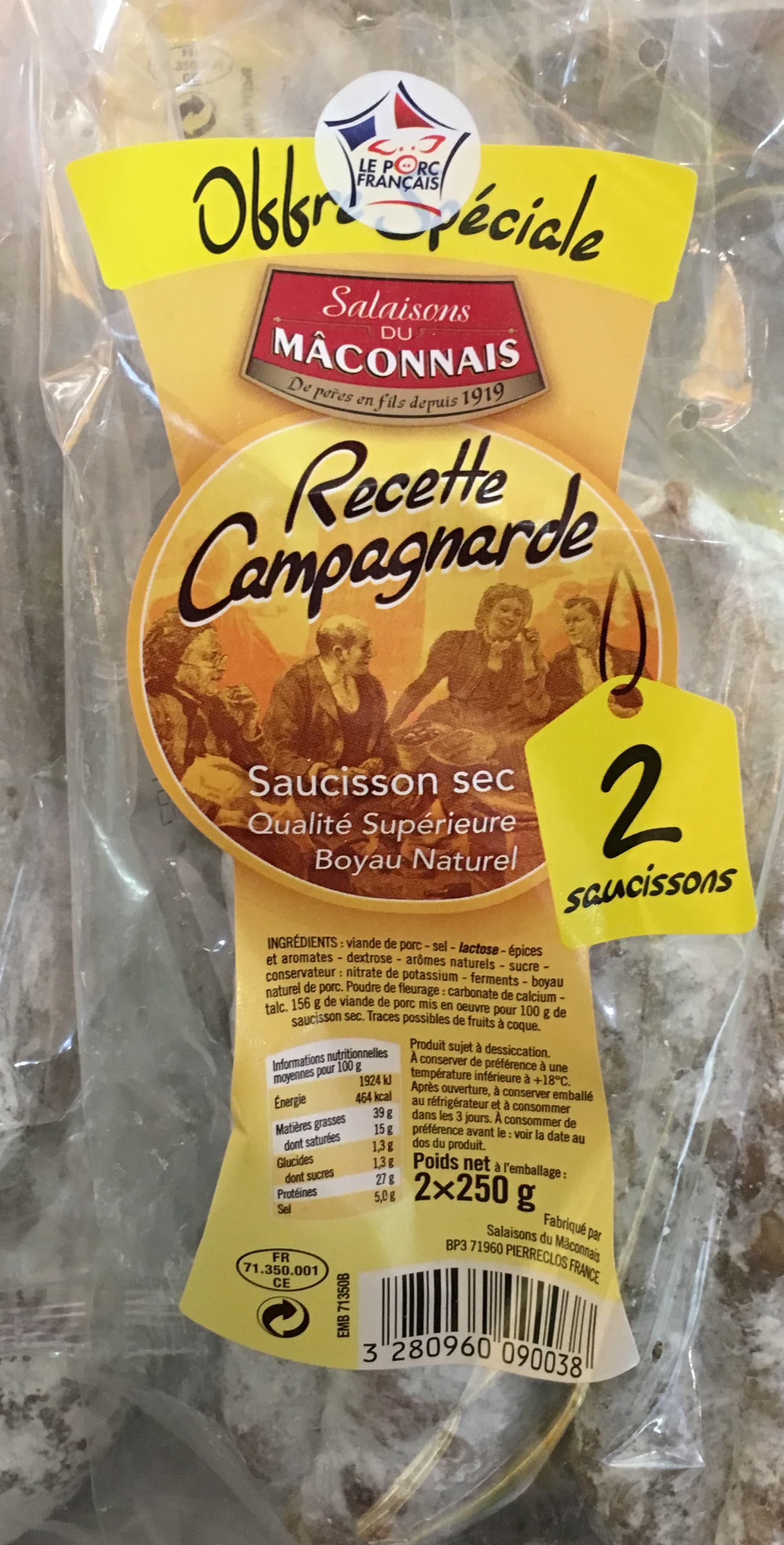 Salaisons du Mâconnais Saucisson sec Recette Campagnarde packshot