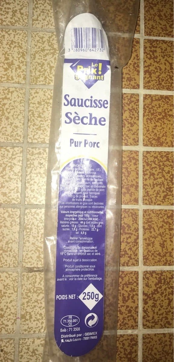 Open Food Facts Saucisse sèche Pur Porc packshot