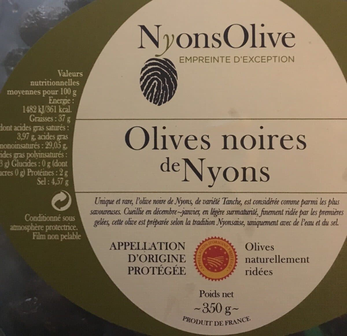 Open Food Facts Olives noires de nyons packshot