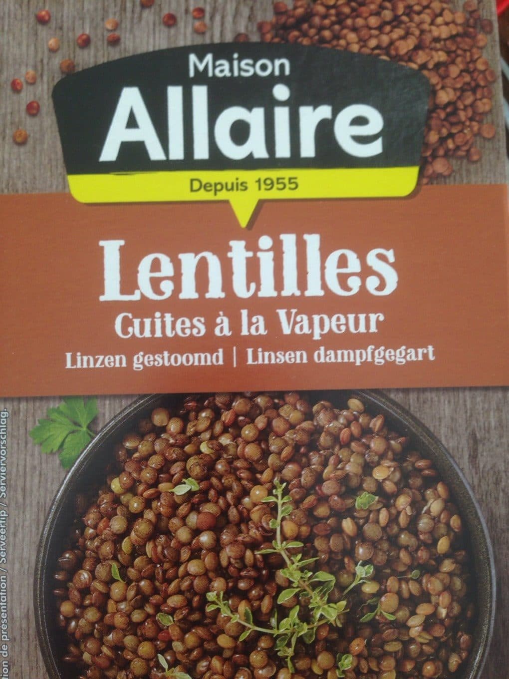 Maison Allaire Lentilles cuites à la vapeur packshot