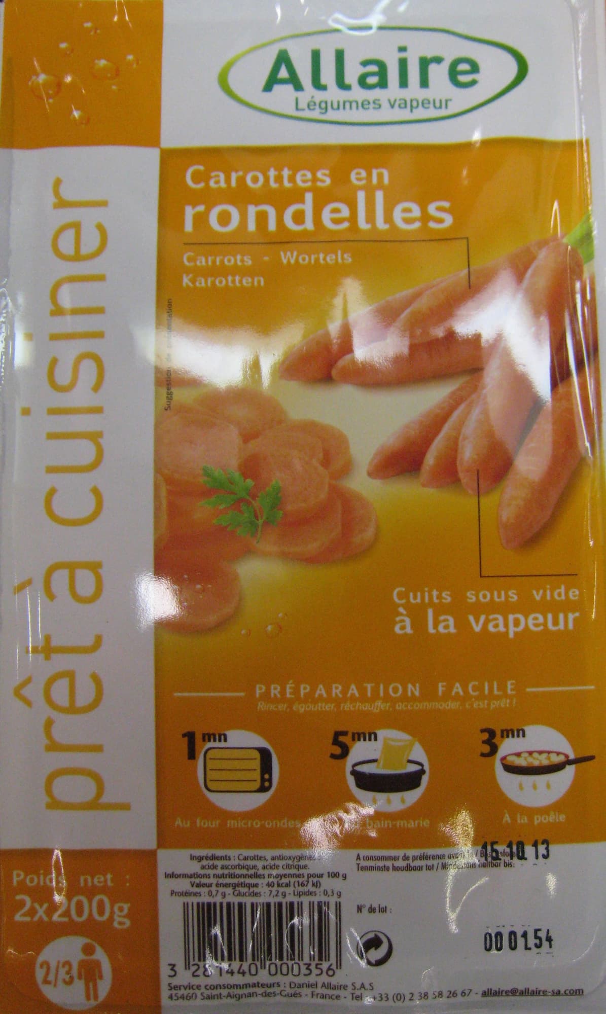 Allaire Carottes en rondelles (2 x 200 g) - Allaire packshot