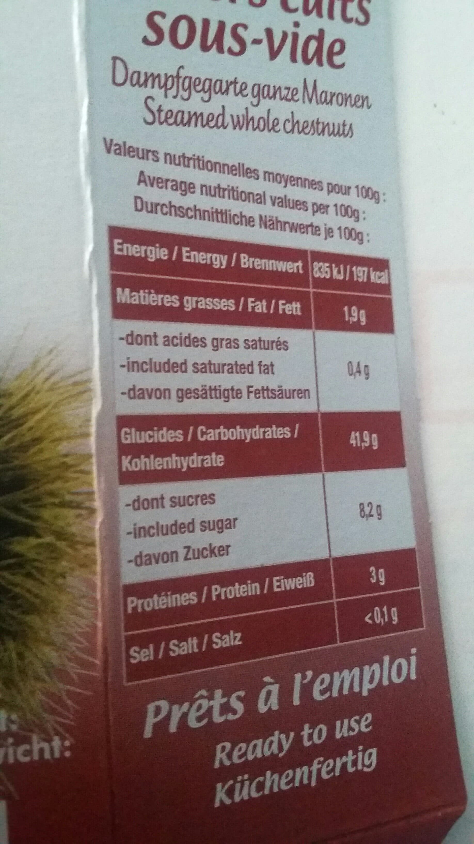 Daniel Allaire Marrons entiers cuits packshot
