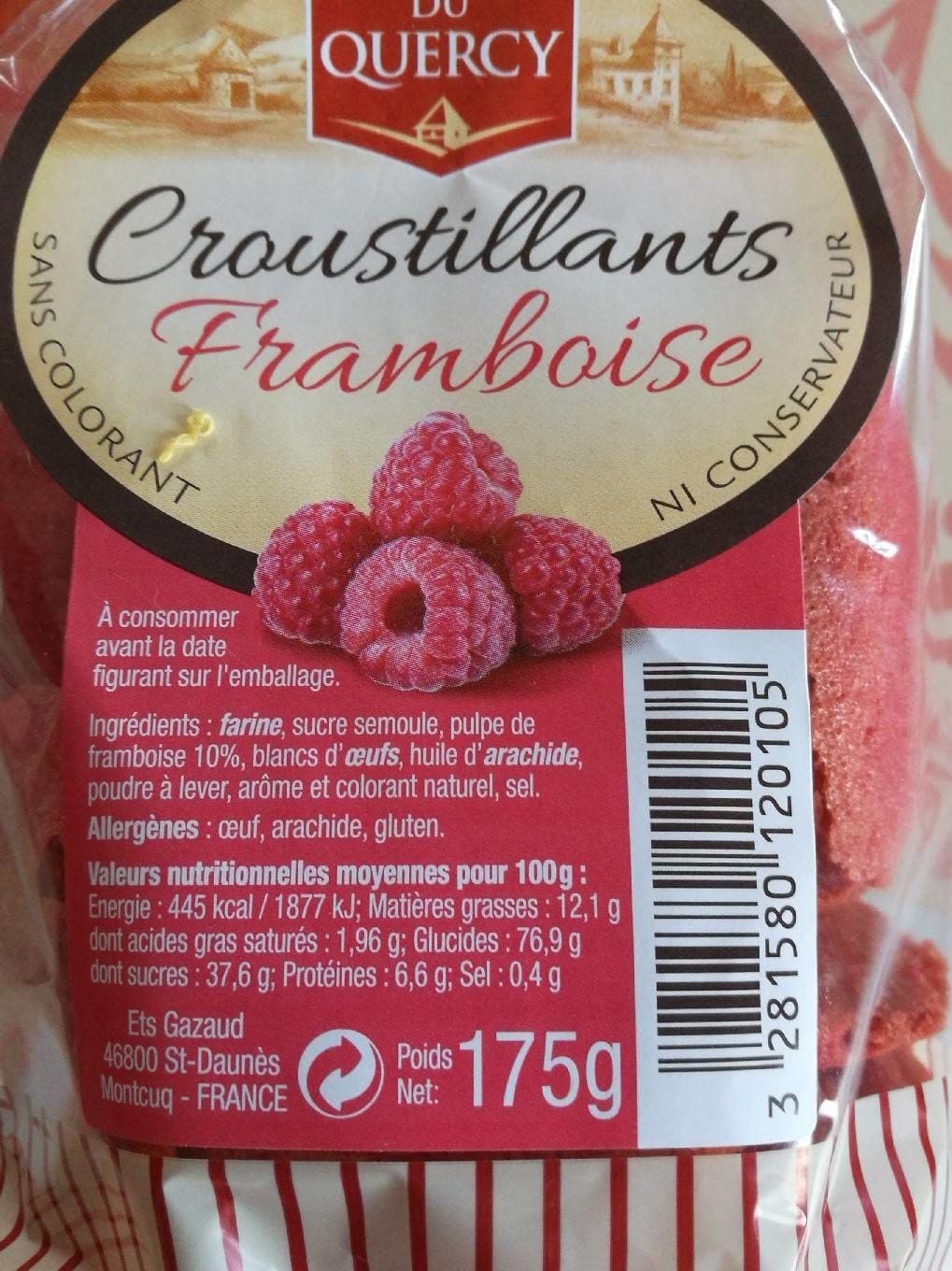 Biscuiterie Du QUERCY Croustillant framboise packshot