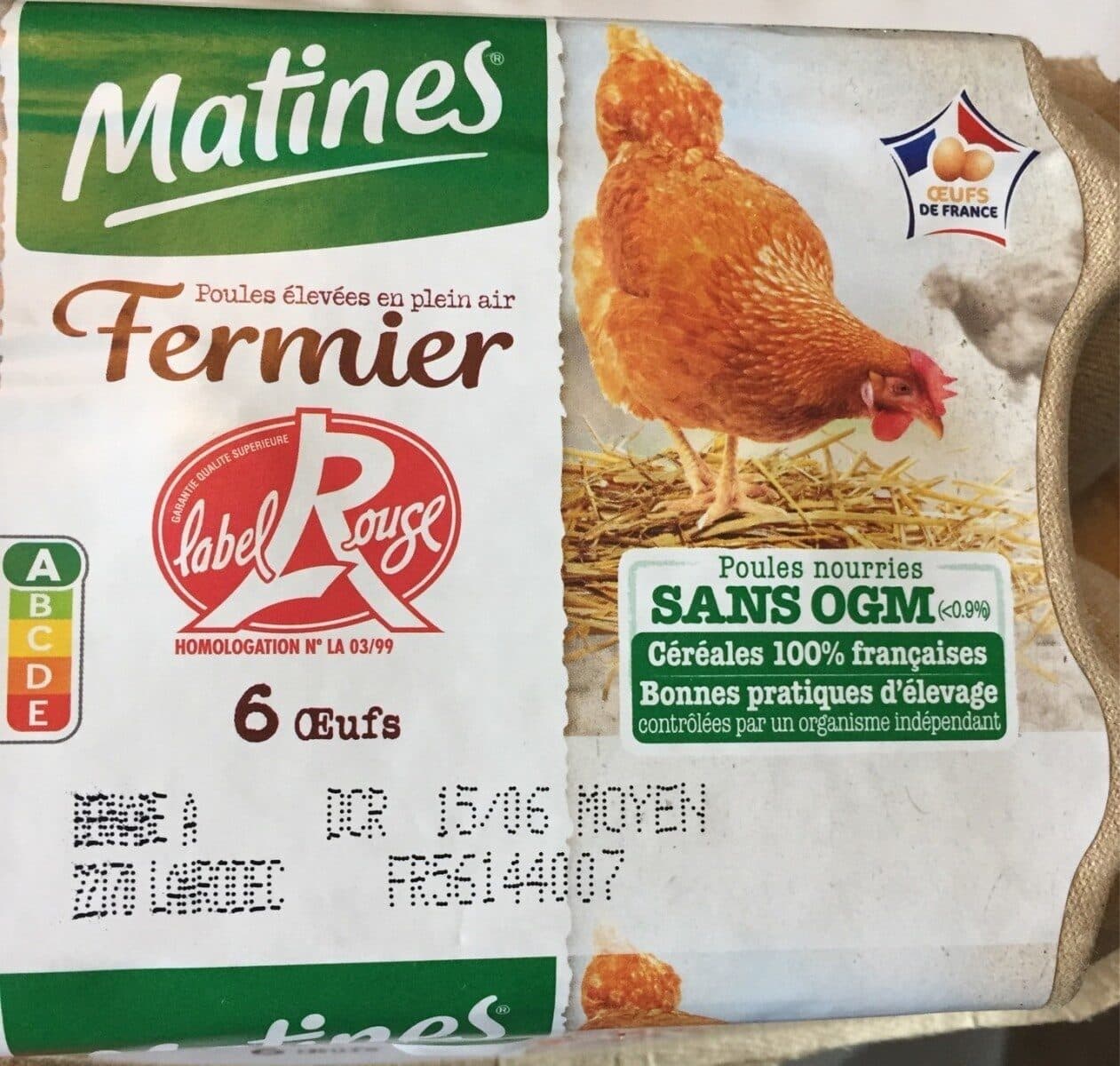 Matines 6 oeufs plein air Label Rouge fermier packshot