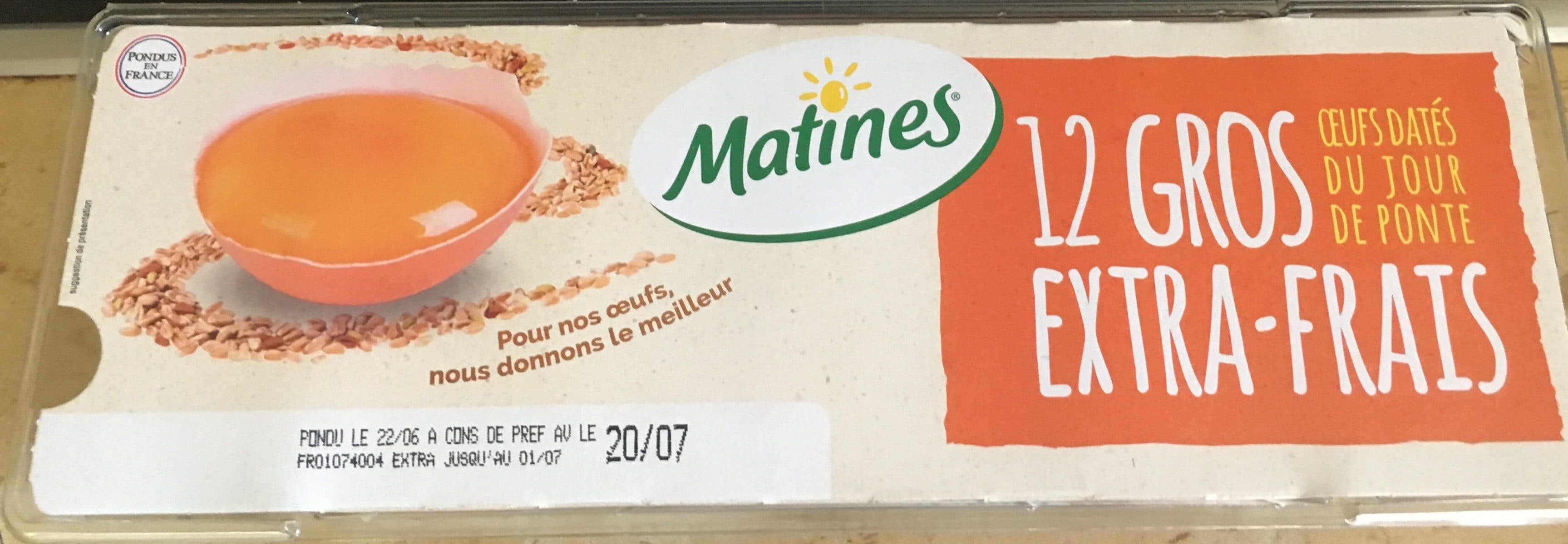 Matines 12 gros oeufs dates du jour de ponte extra-frais packshot