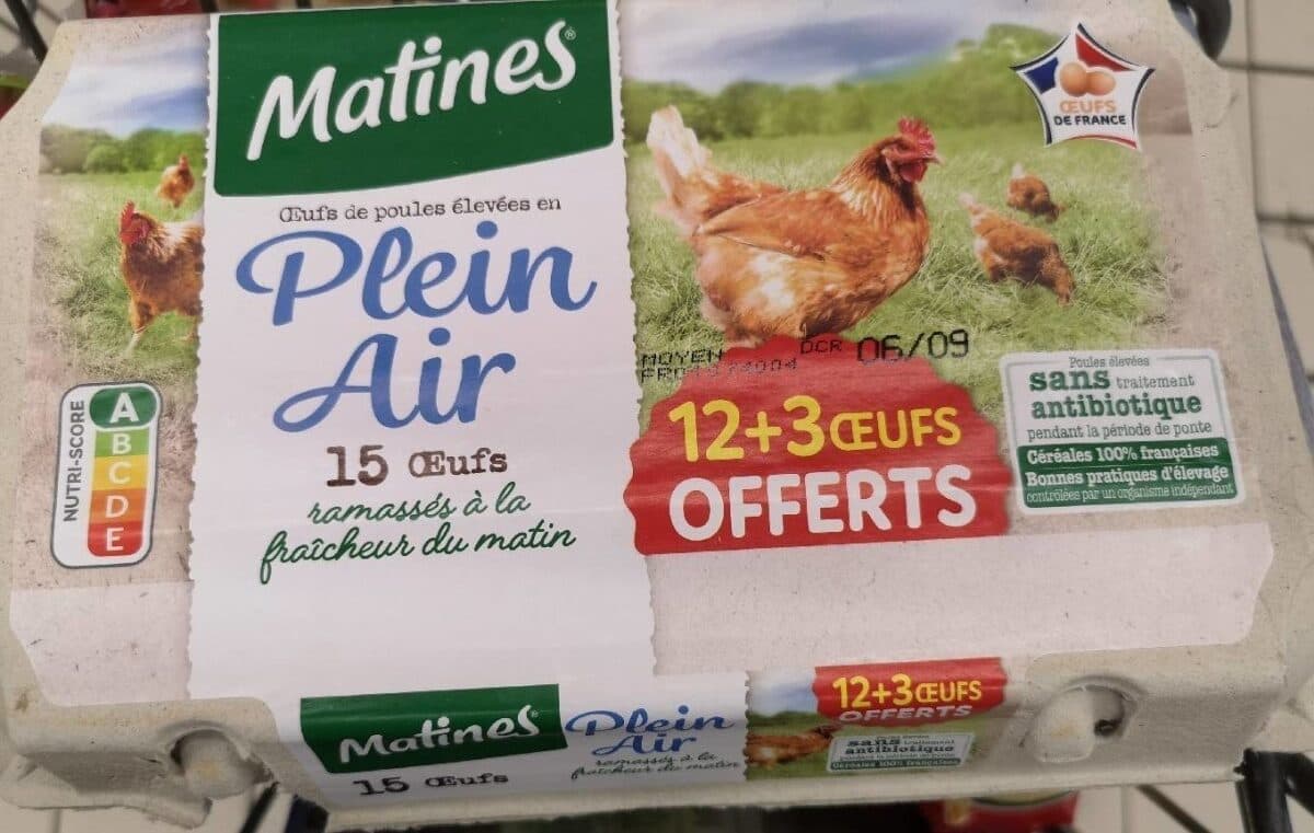 Matines Matines Oeufs Moyens Plein Air x12 +3 Gratruits packshot