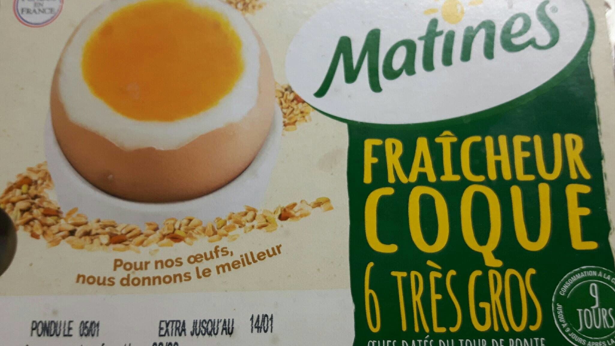 Matines Fraîcheur Coque 6 Gros Oeufs extra frais - Matines packshot
