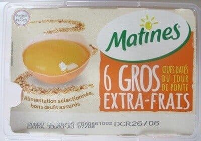 Matines 6 Gros œufs datés du jour de ponte Extra-Frais (poules en cage) packshot