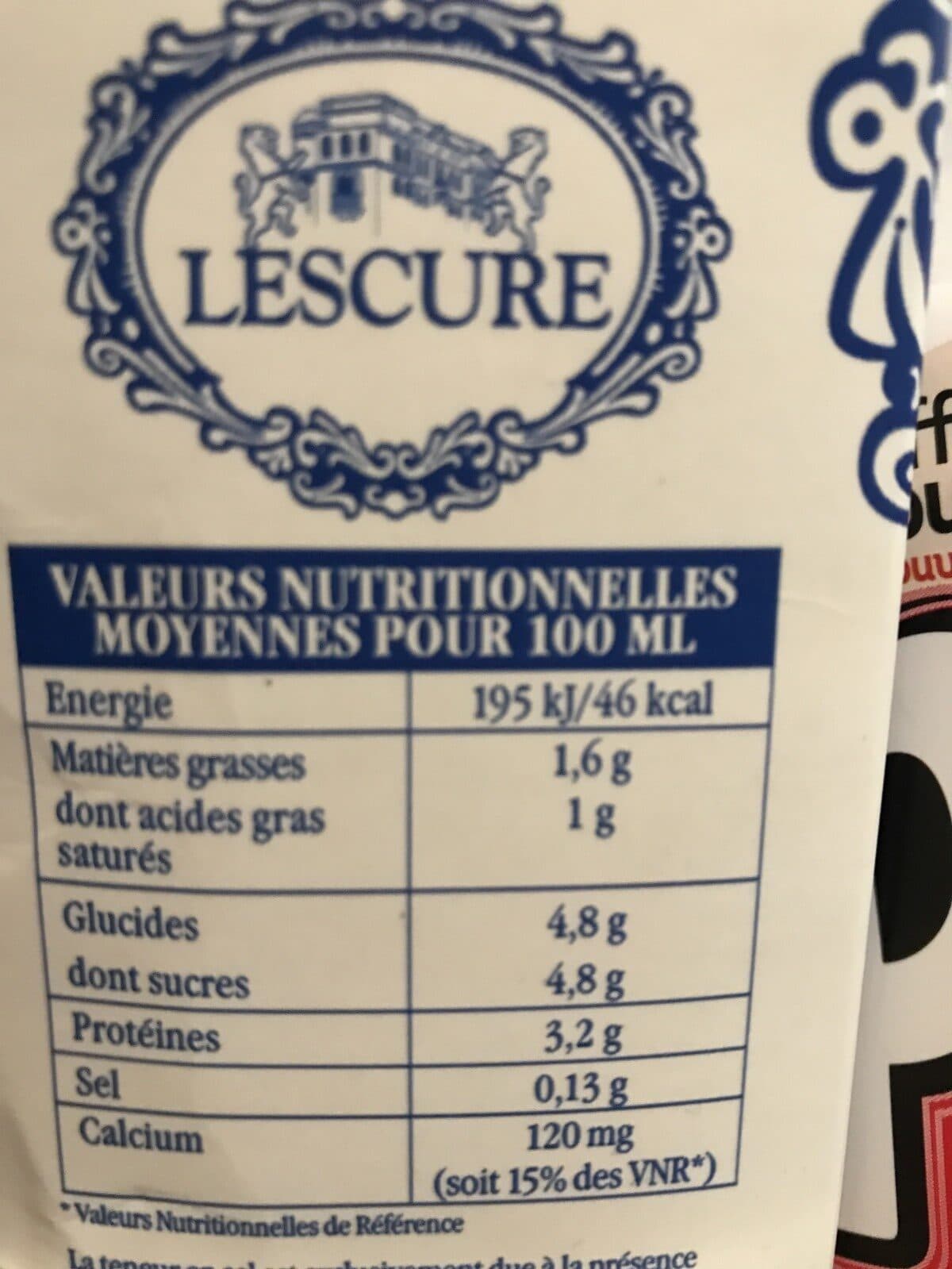 Lescure Lait demi écrémé packshot