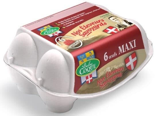 Baby Coque 6 maxi œufs Nos Éleveurs Savoyards datés du jour de ponte packshot