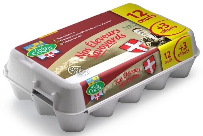 Baby Coque 12 + 3 œufs offerts Nos Éleveurs Savoyards datés du jour de ponte packshot
