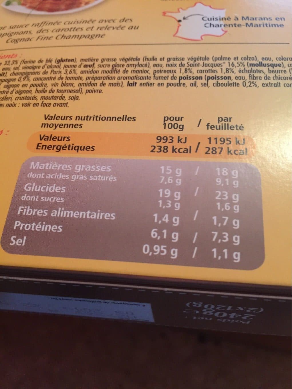Tipiak Feuilletés Saint-Jacques Sauce Cognac Fine Champagne packshot