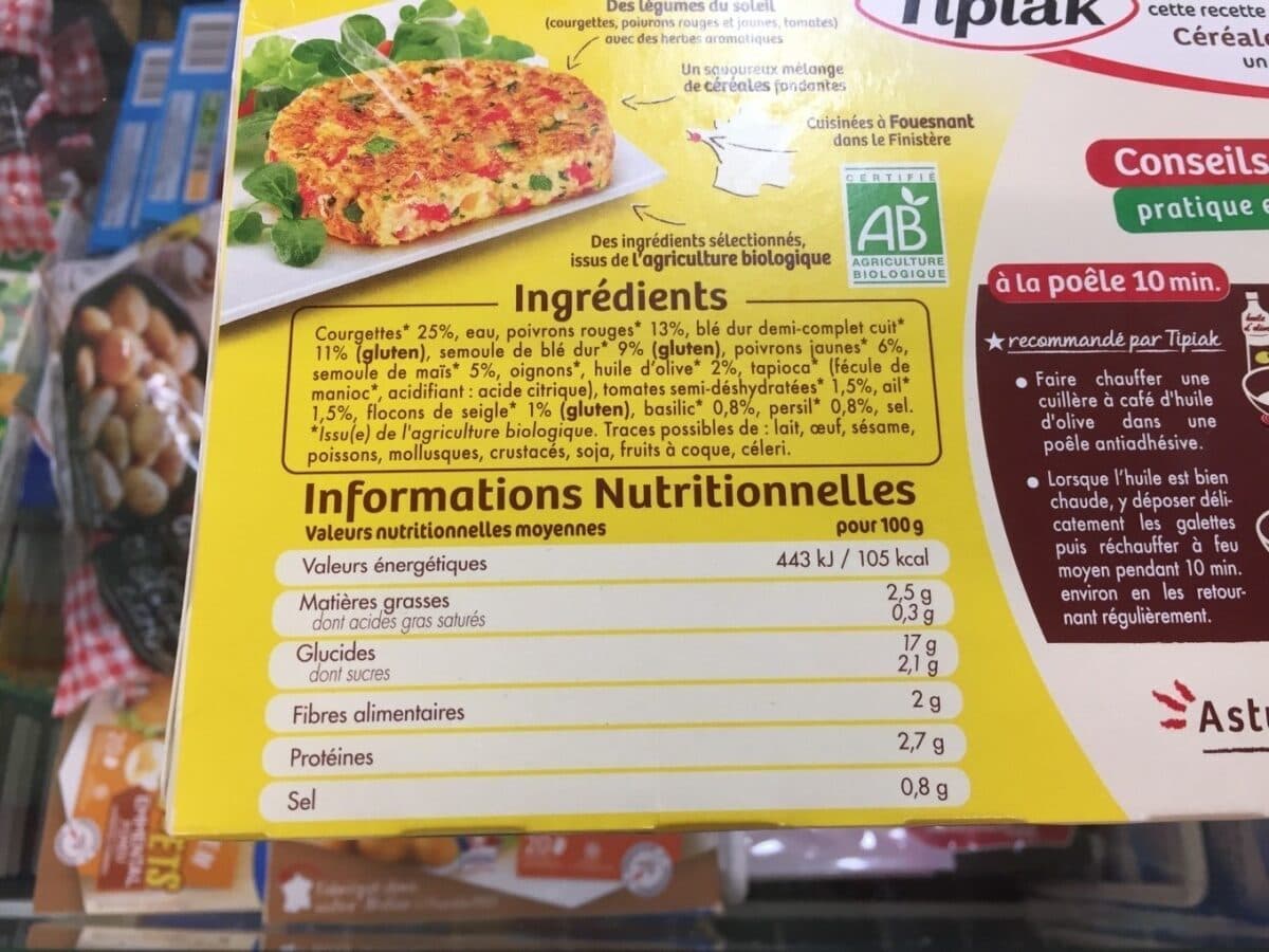Tipiak Tipiak 2 grandes galettes legumes du soleil cereales packshot