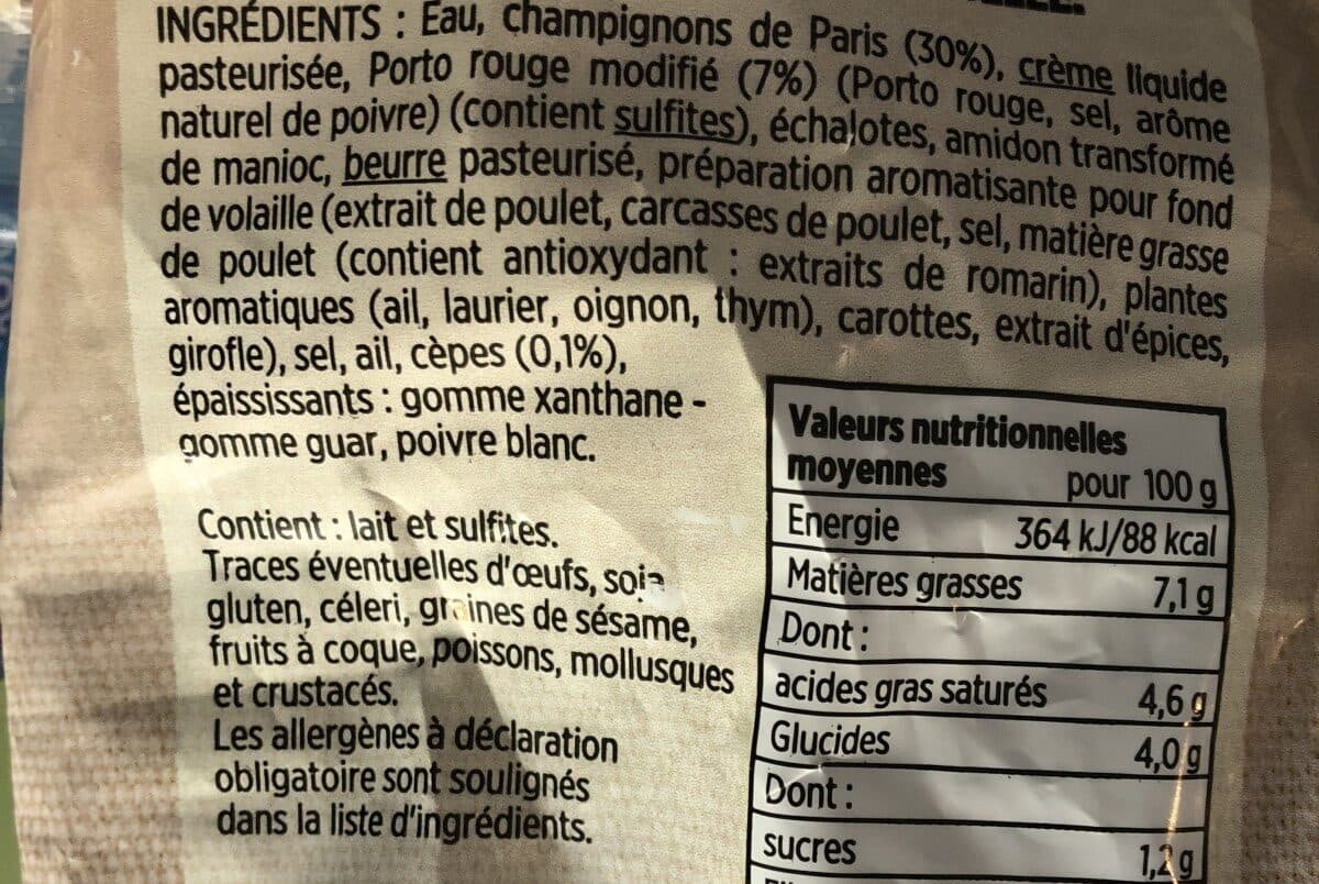 Toupargel Sauce aux champignons packshot
