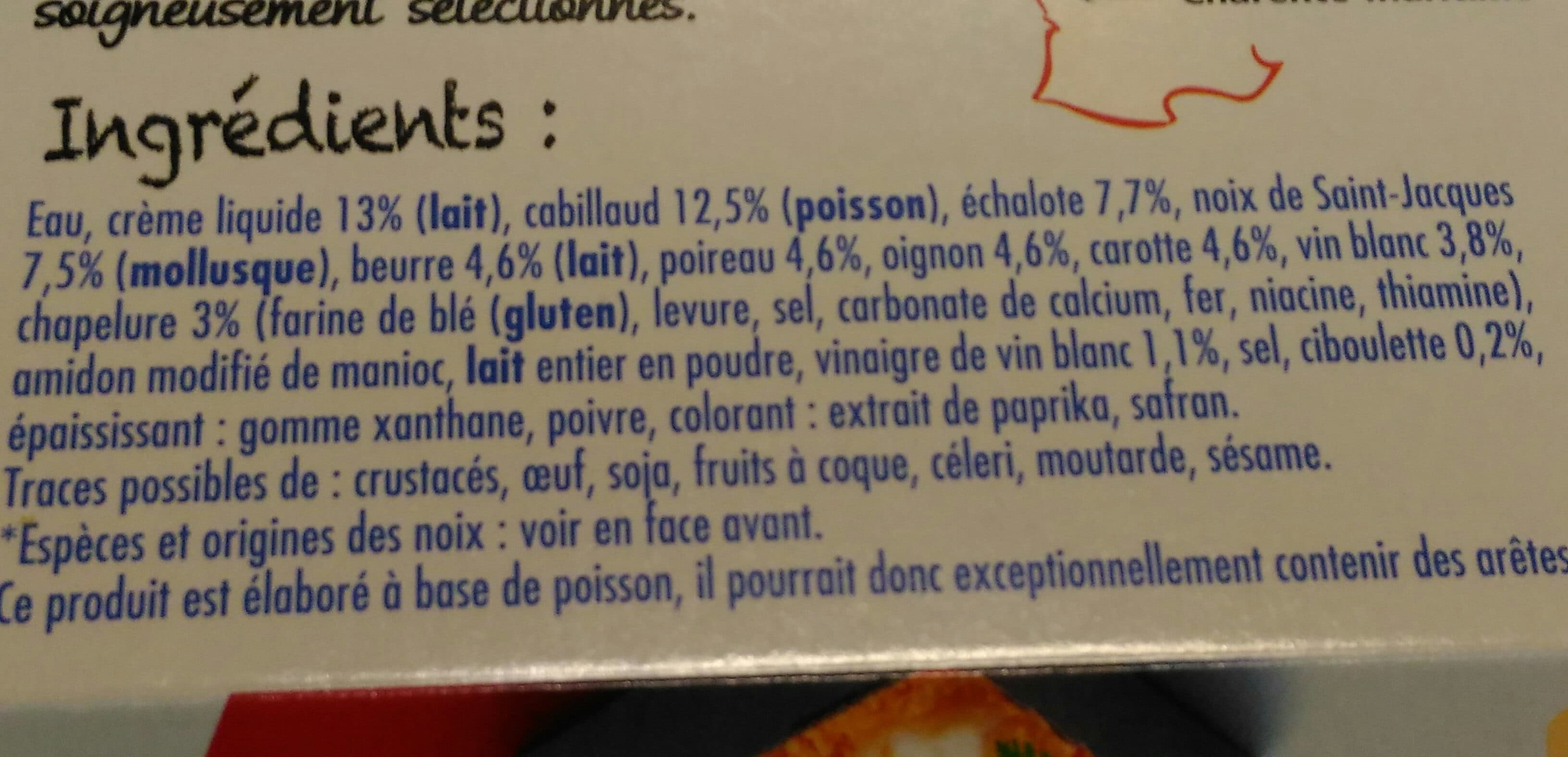 Tipiak Petits gratins cabillaud Saint-Jacques à la Bretonne, surgelés packshot