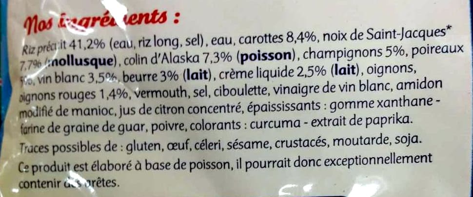 Tipiak Saint-Jacques* & Riz à la Bretonne à Poêler, Surgelé packshot