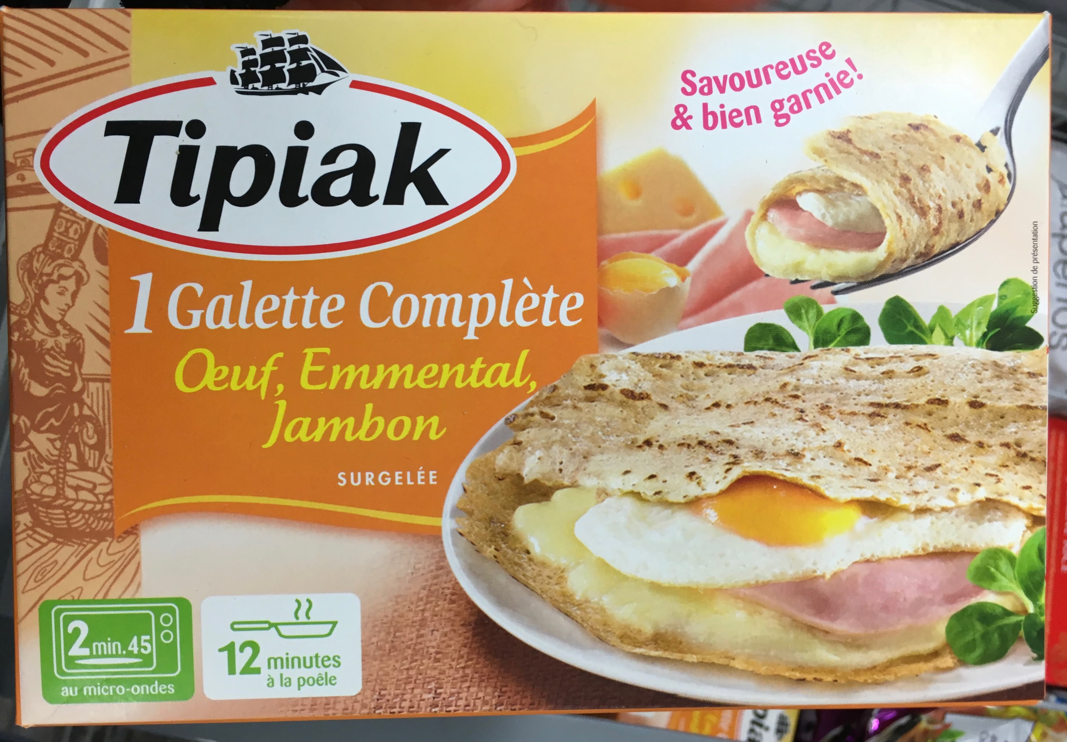 Tipiak 1 Galette Complète Œuf, Emmental, Jambon packshot