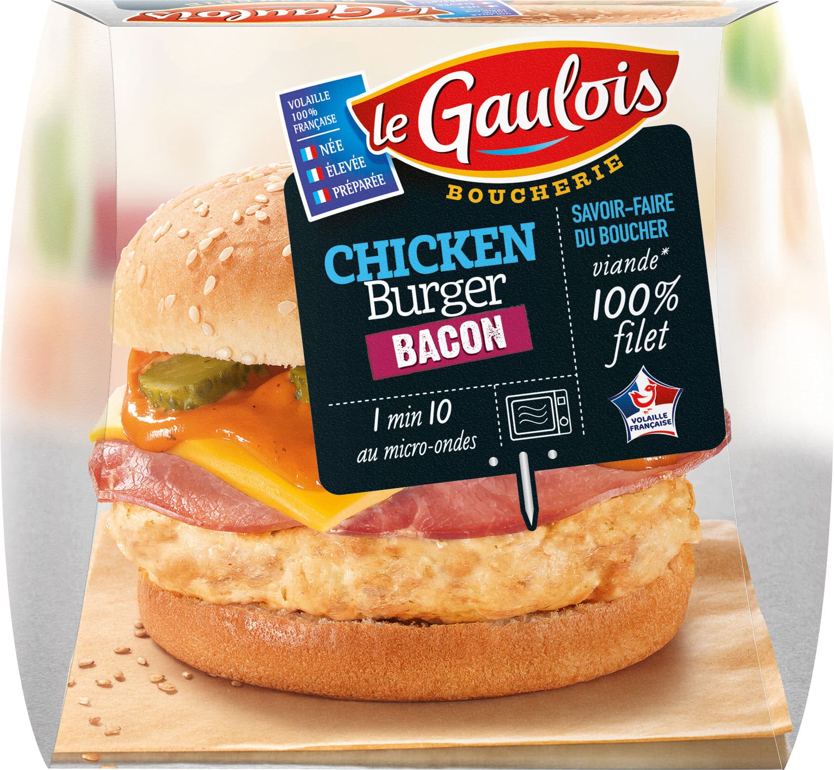 Le Gaulois chicken burger bacon boucherie x1 packshot