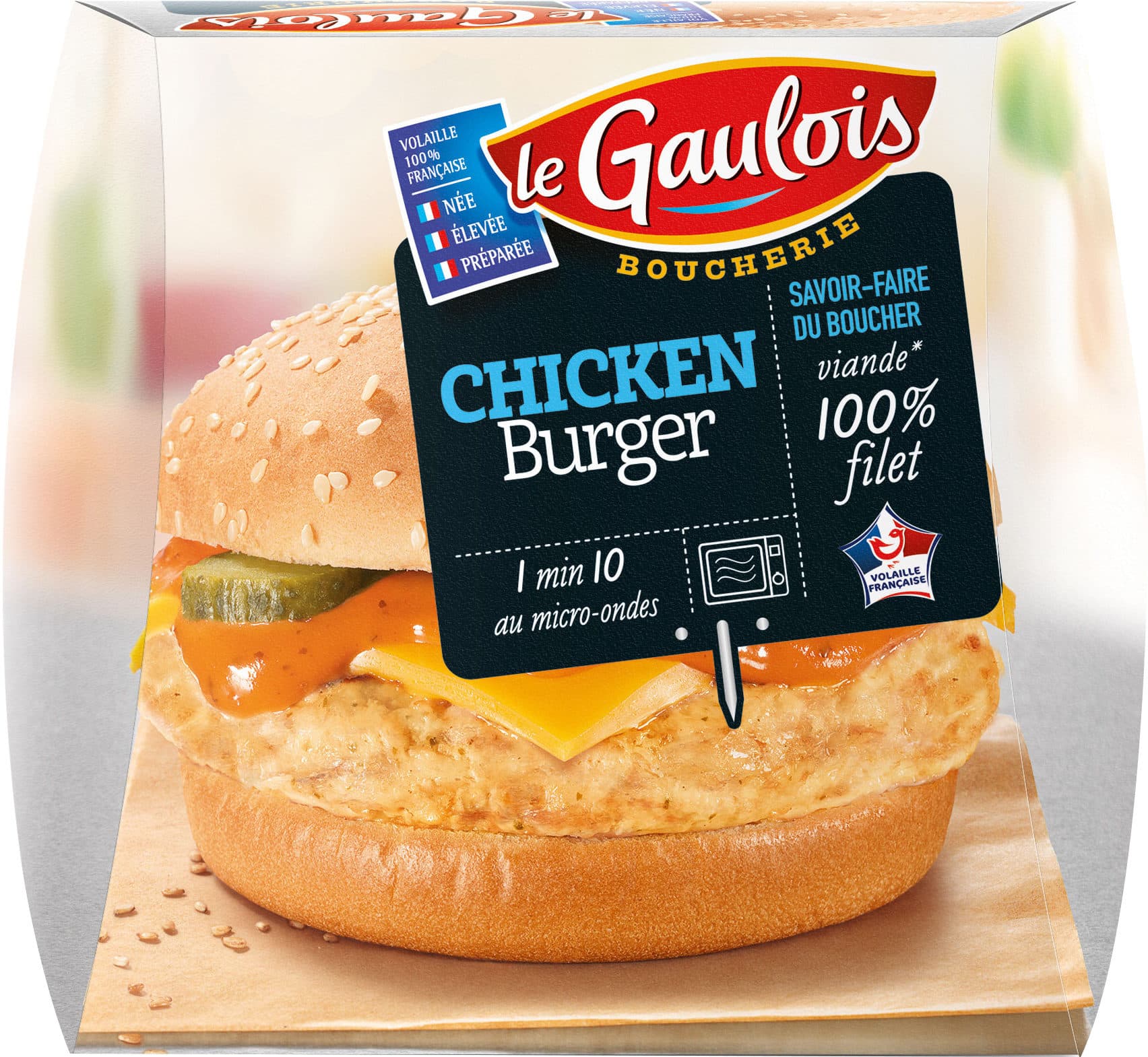 Le Gaulois chicken burger boucherie x1 packshot