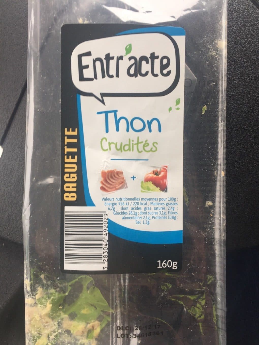 Entracte Baguette thon crudités packshot