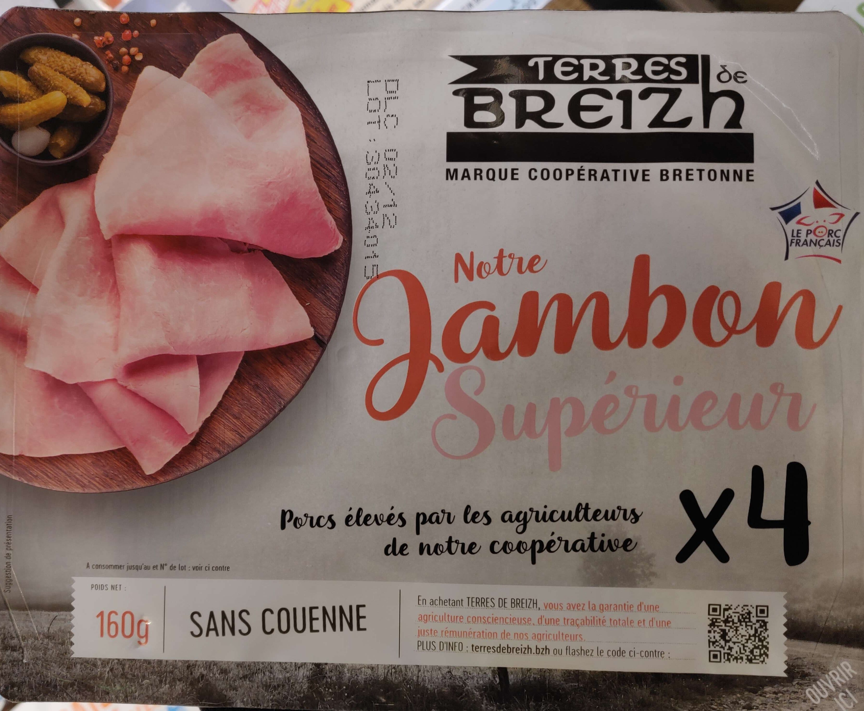 Terres de Breizh Notre Jambon Supérieur x4 sans couenne packshot
