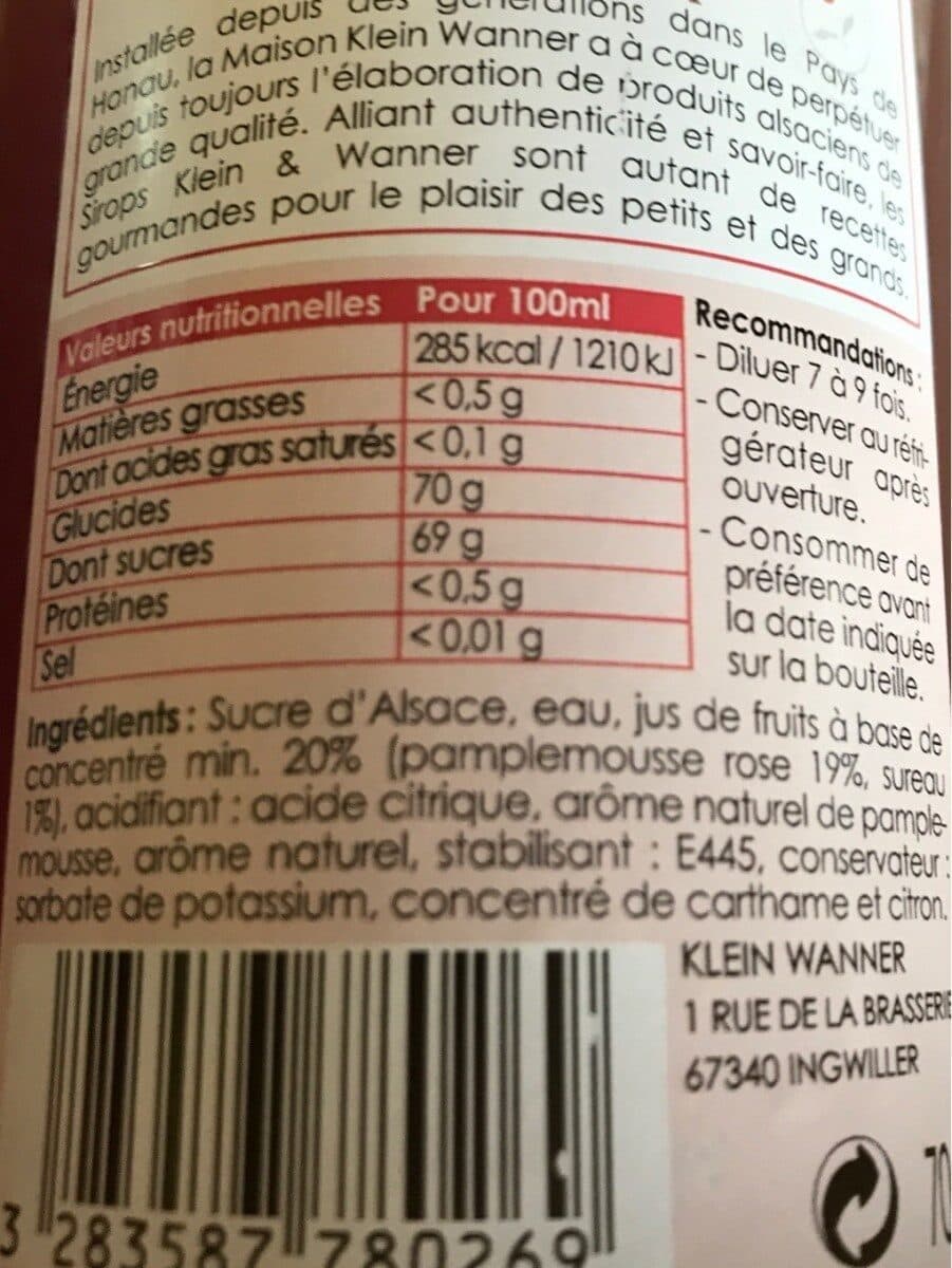 Open Food Facts Klein Wanner pamplemousse packshot