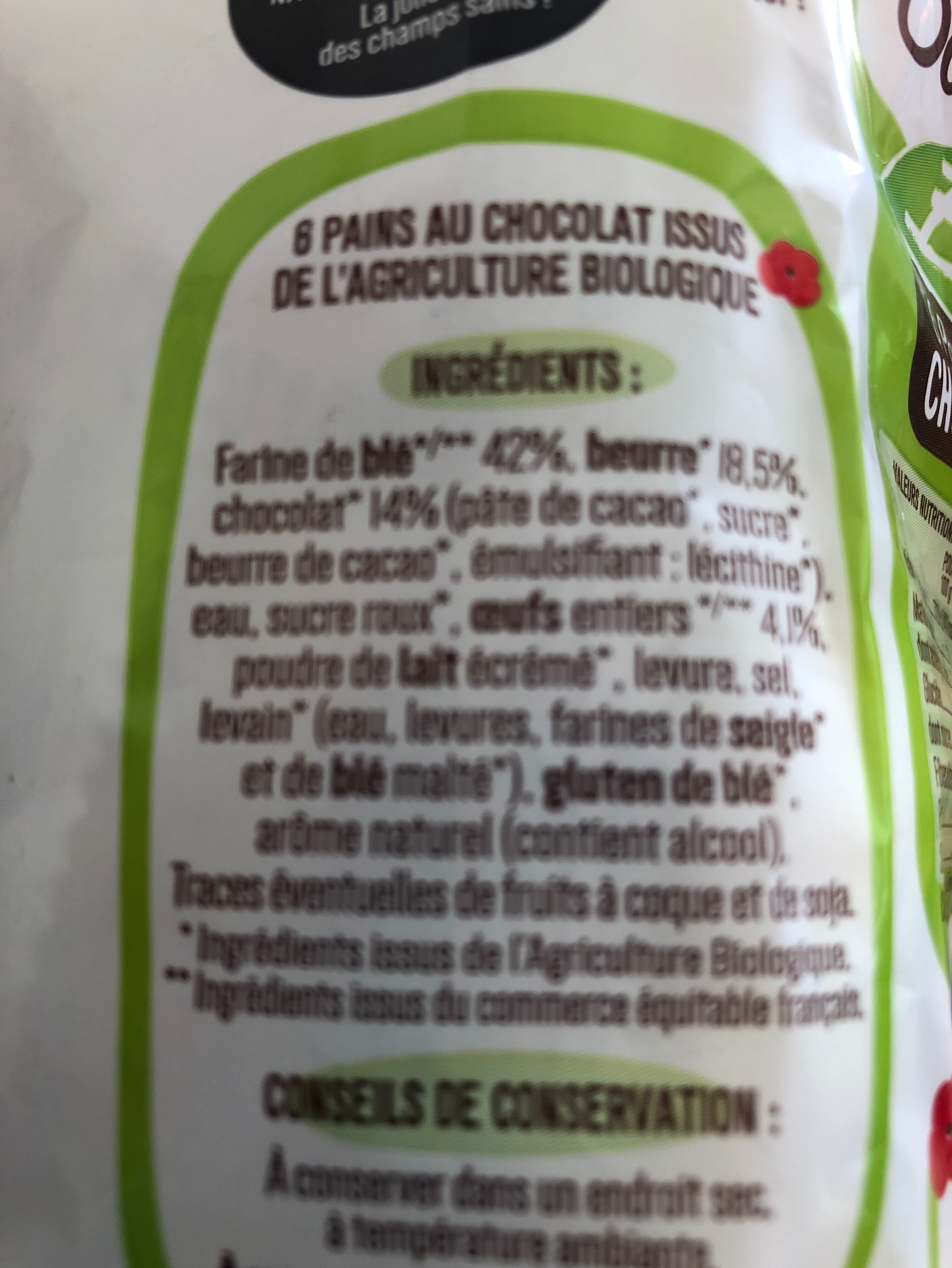 La Boulangère Bio 6 Pains au chocolat Bio pur beurre 270g packshot