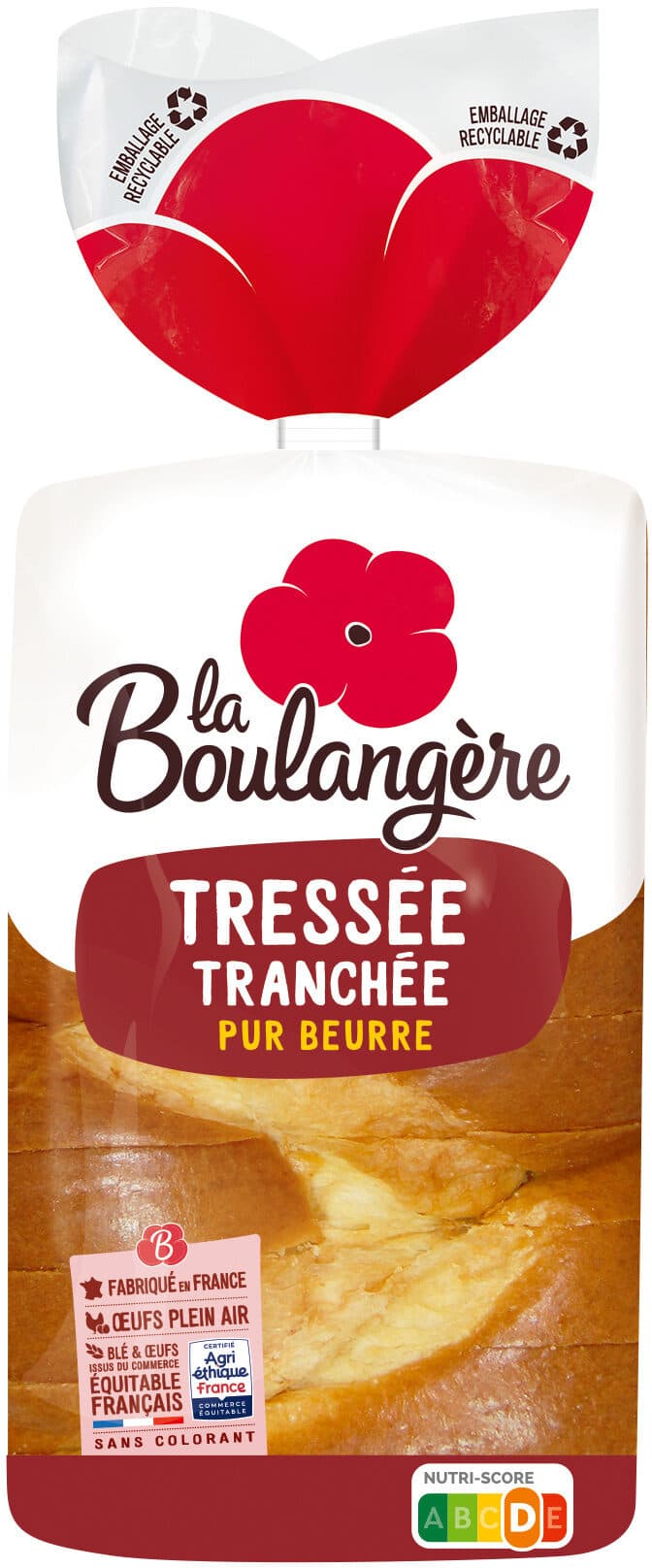 La boulangère Brioche tressée tranchée pur beurre 650g packshot