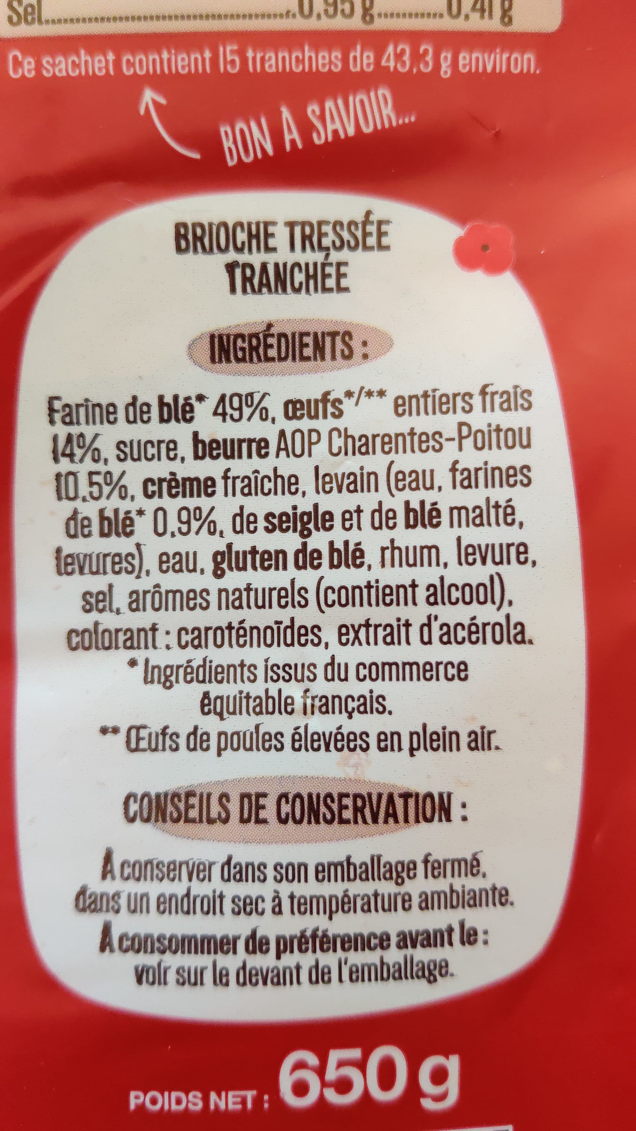 La boulangère Brioche tressée tranchée pur beurre 650g packshot