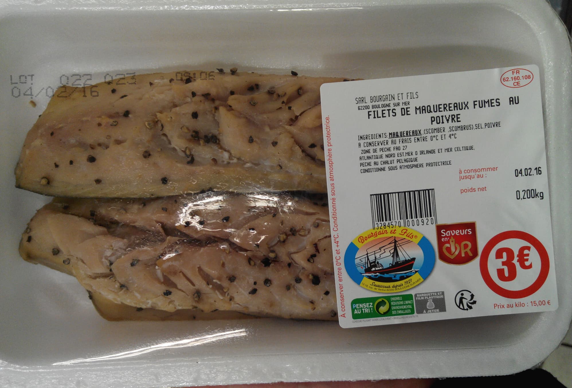 Bourgain et Fils Filets de maquereaux fumés au poivre packshot