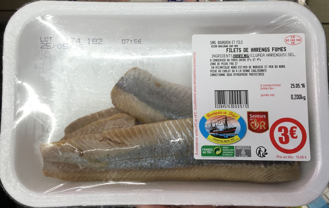 Bourgain et fils Filets de harengs fumés packshot