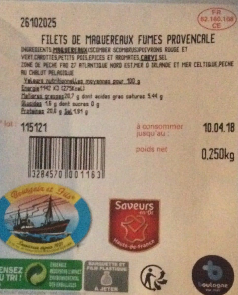 Bourgain et Fils Filet de Maquereaux Fumés Provençale packshot