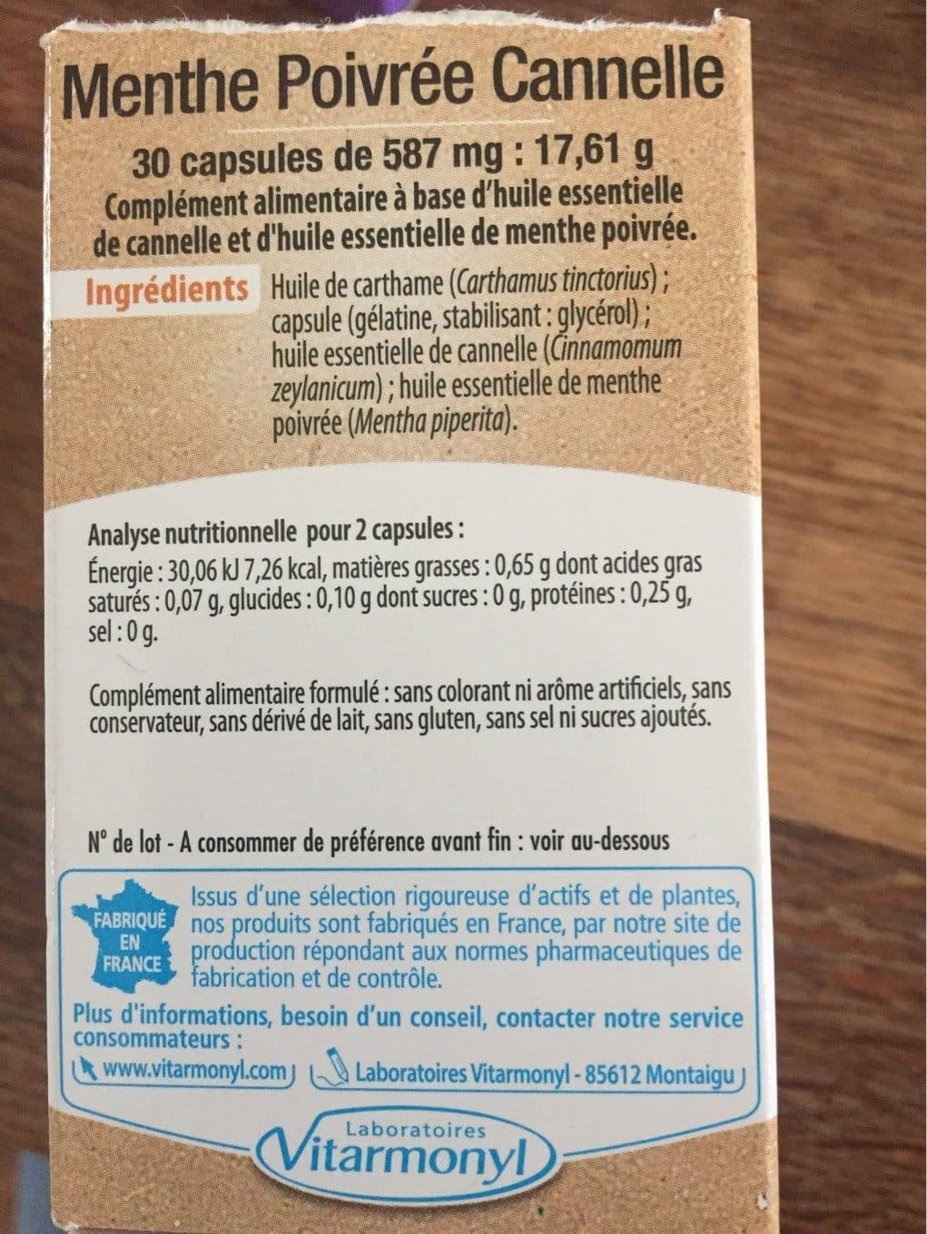 Vitarmonyl Menthe Poivrée Cannelle packshot