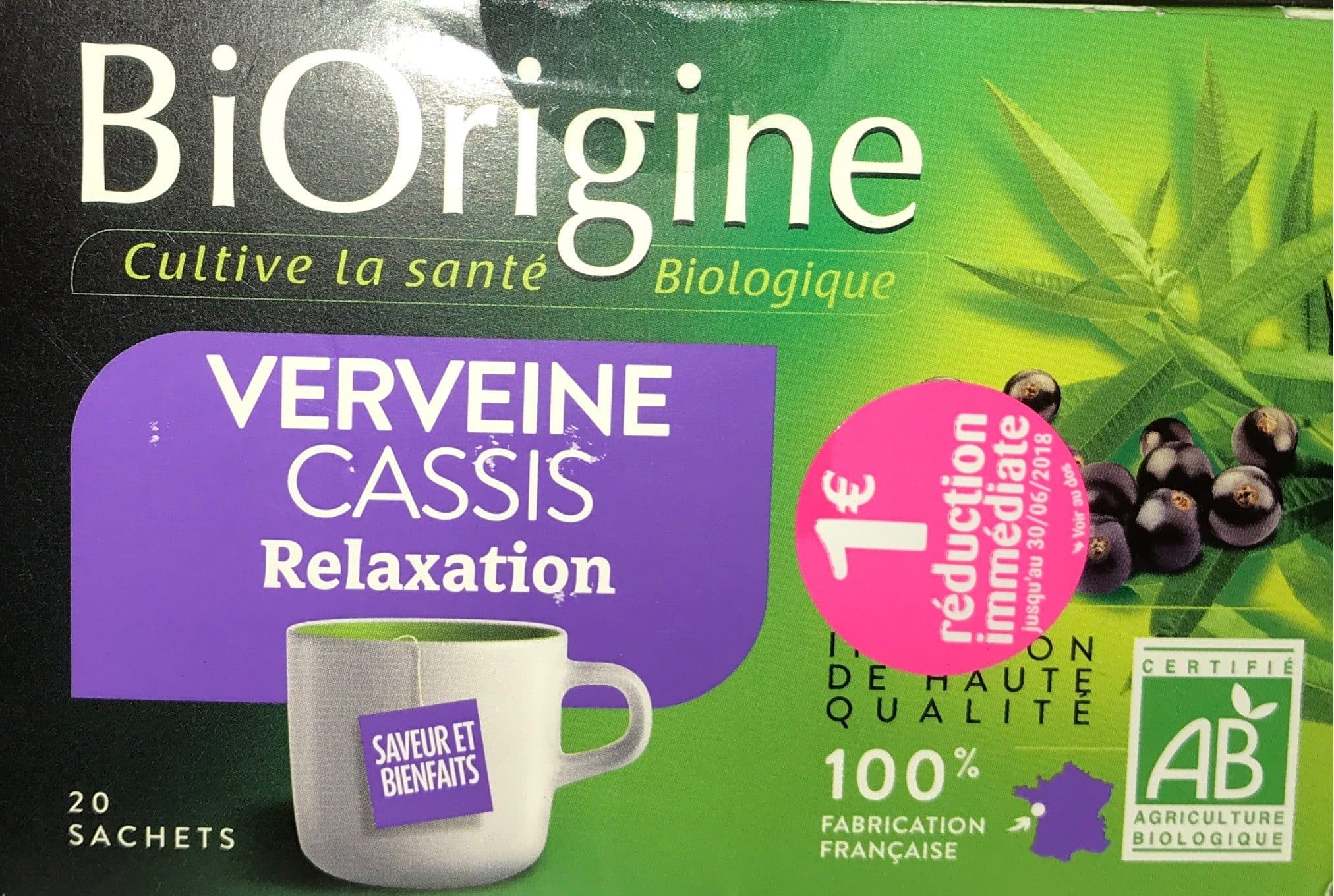 BiOrigine Tisane Verveine Cassis Relaxation packshot
