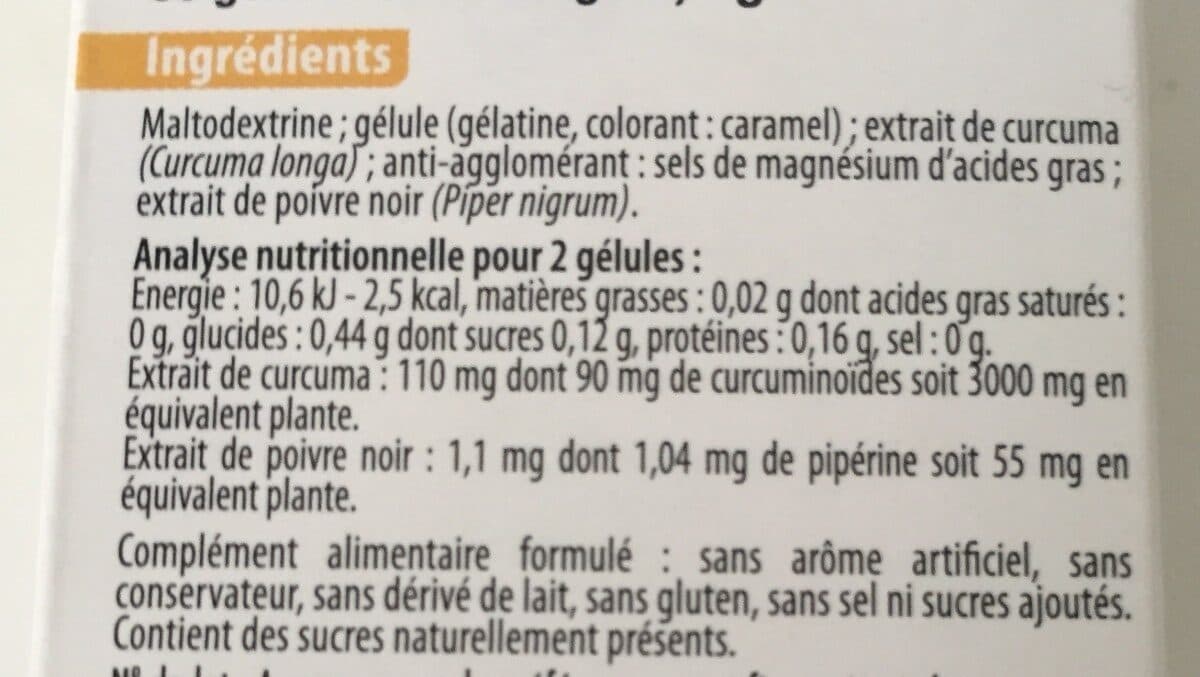 Laboratoires vitarmonyl Curcuma Piperine packshot