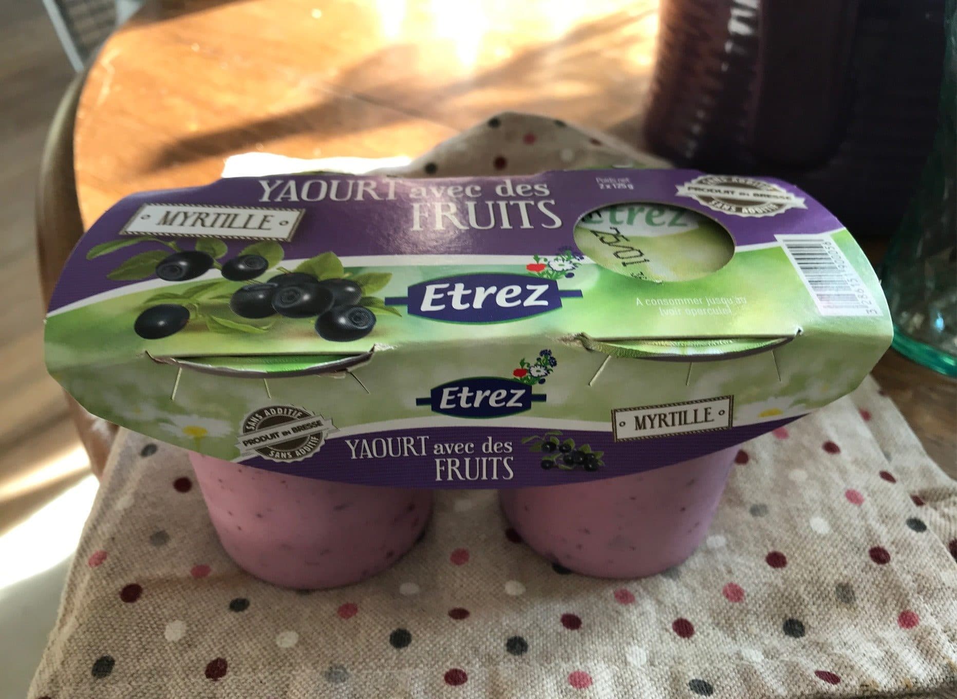 Etrez Yaourt avec des fruits ( myrtille ) packshot