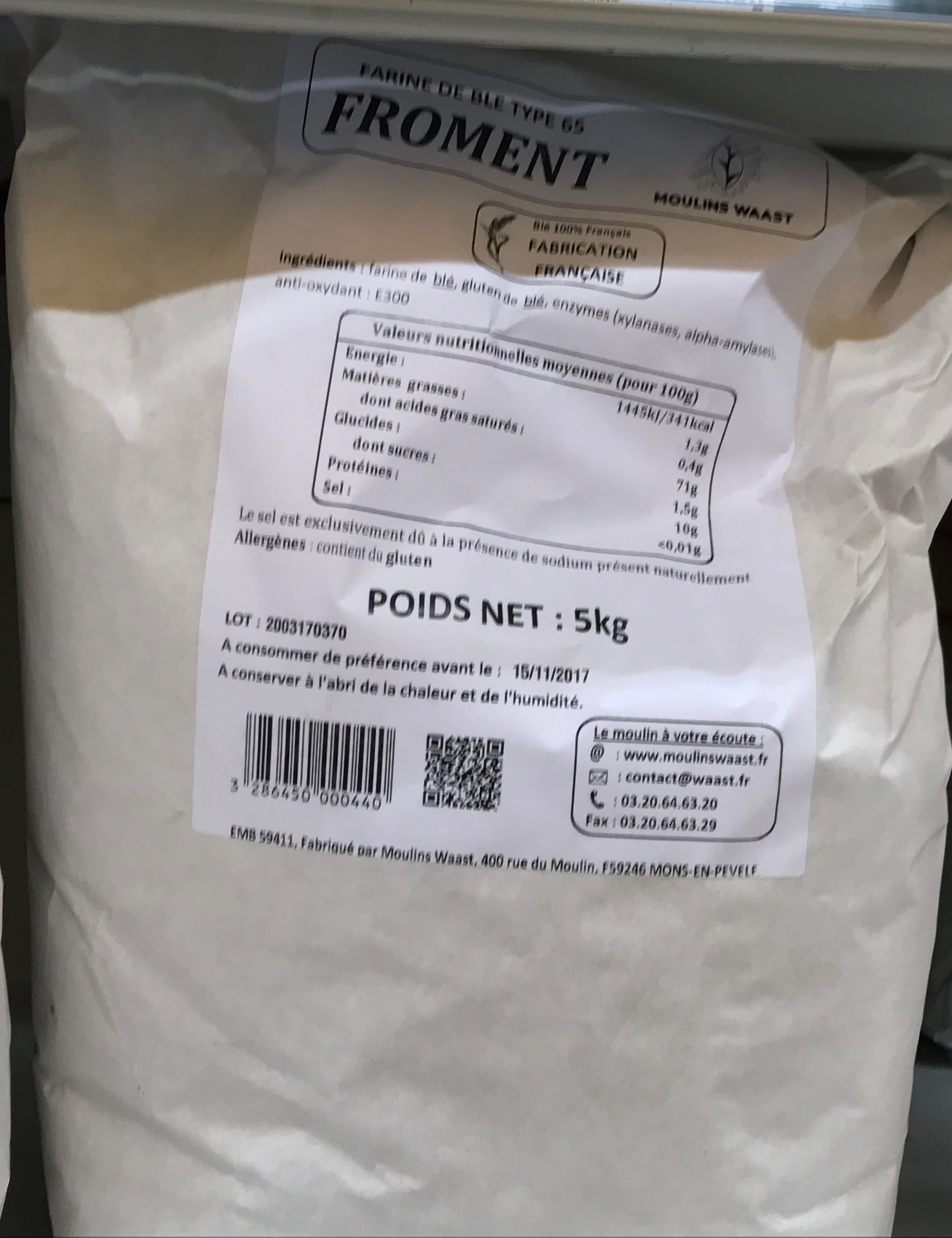 Moulins Waast Farine de blé type 65 Froment packshot