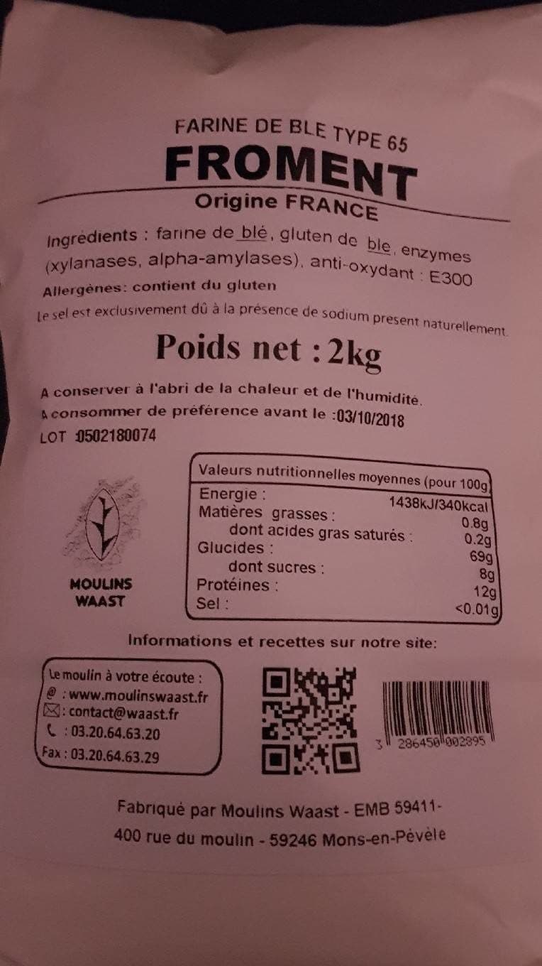 Moulins Waast Farine de blé type 65 - Froment packshot
