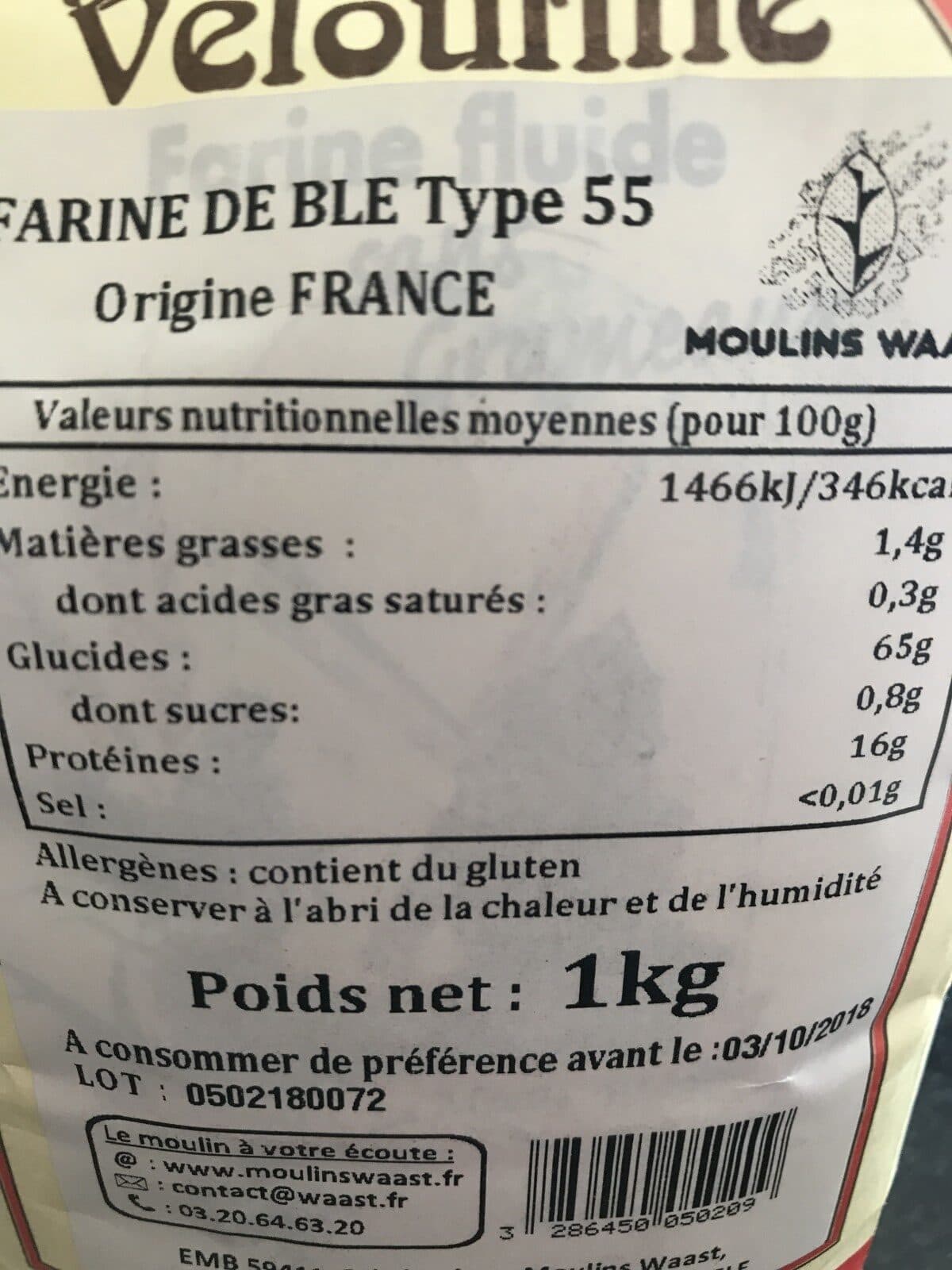 Open Food Facts Farine Fluide Veloutine Sans Grumeaux 1kg packshot