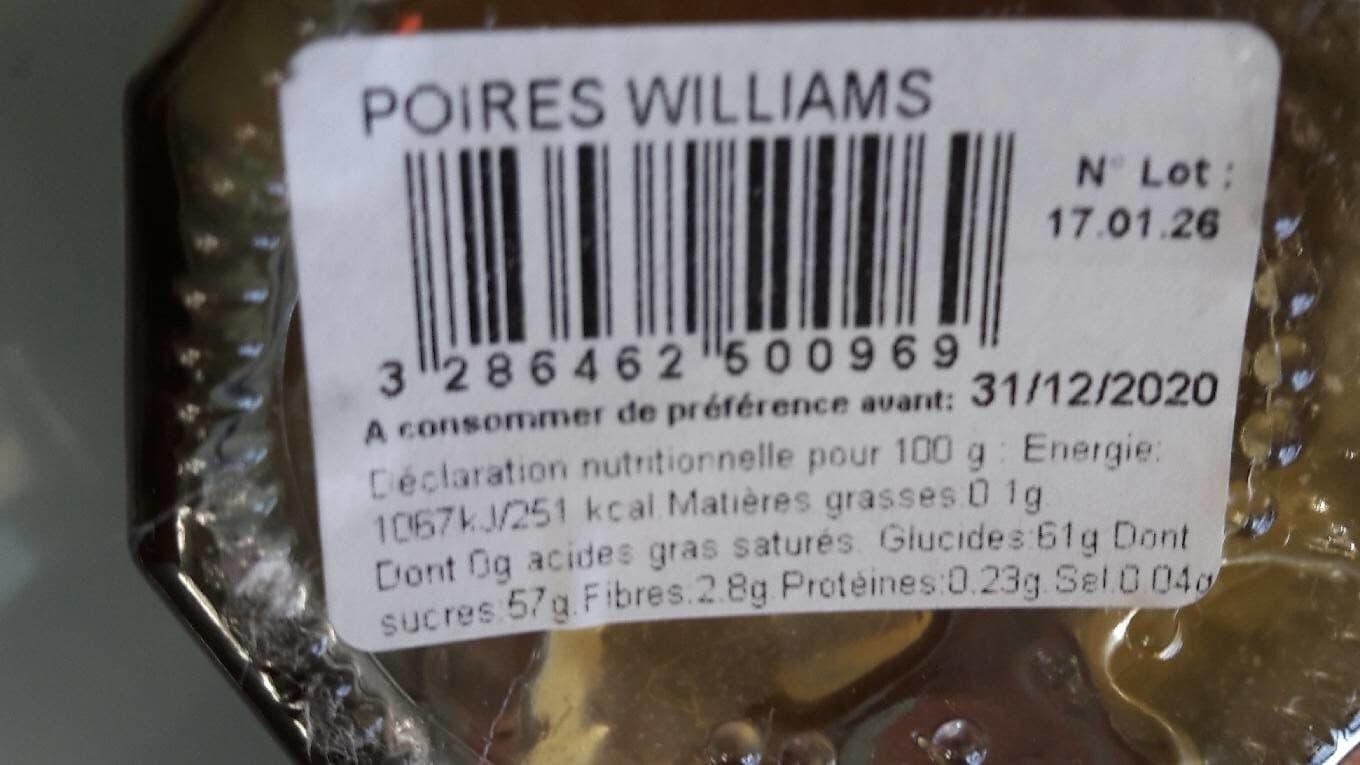 Les Confitures de Nicole Confiture de poires Williams d'Alsace packshot