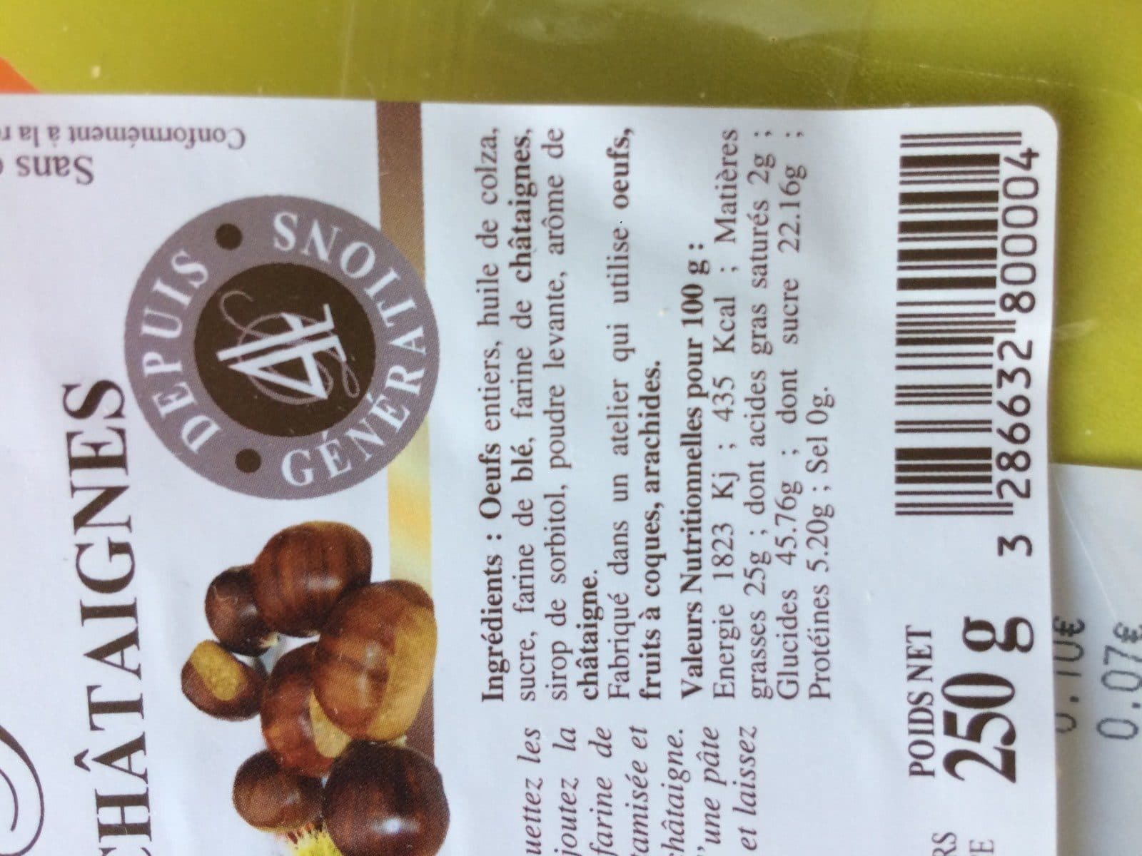 Open Food Facts Le gateau aux chataignes packshot