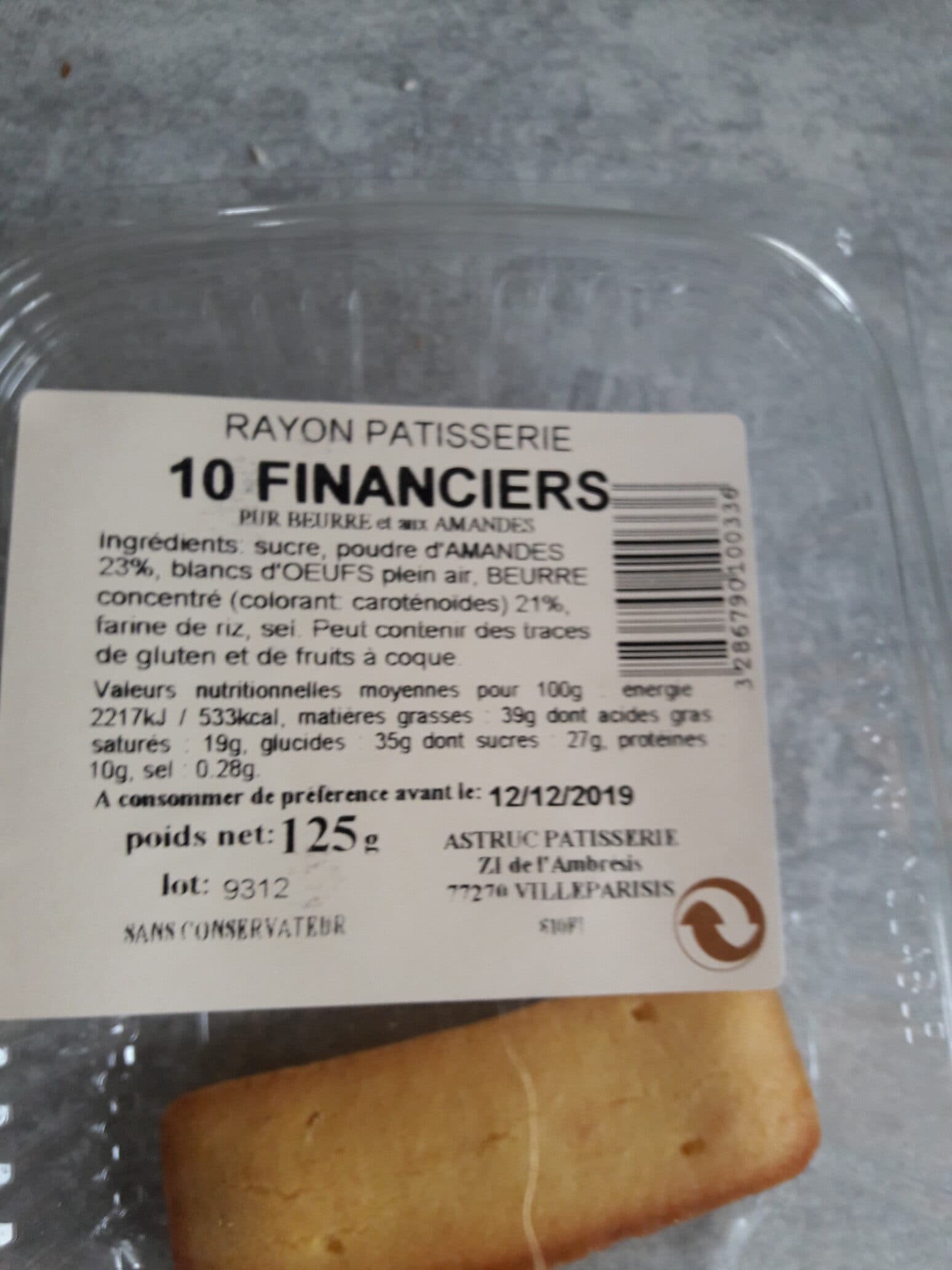 Astruc patisserie Financiers packshot