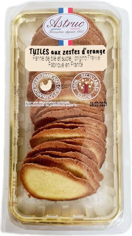 Astruc Pâtisserie Tuiles aux zestes d'orange 140g packshot