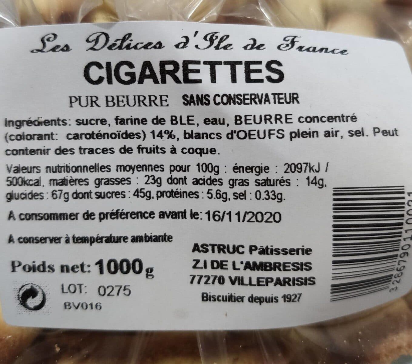 Astruc Pâtisserie Cigarettes packshot