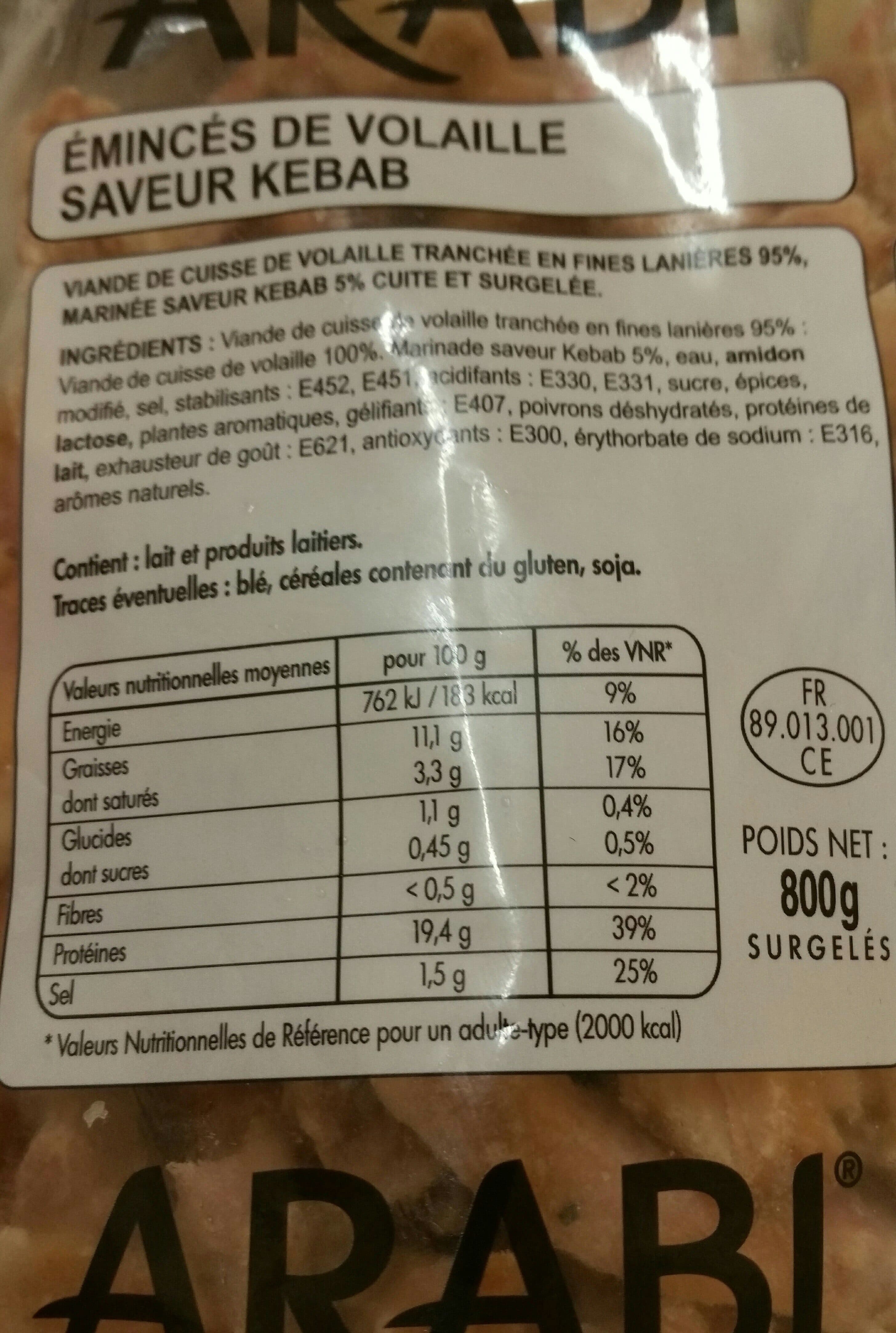 Arabi Émincer de volaille saveur kebab packshot