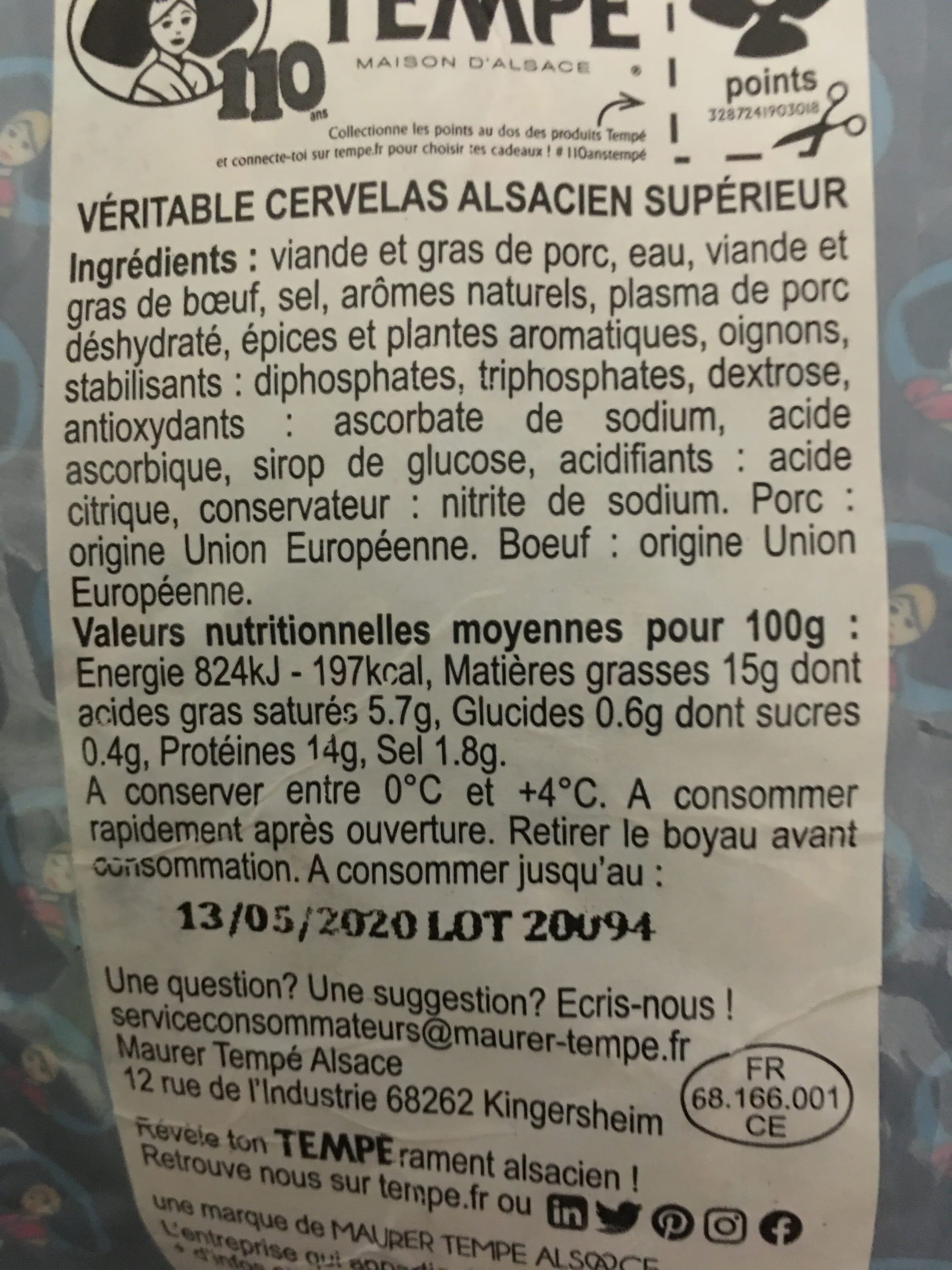 Tempé Véritable cervelas Alsacien supérieur packshot