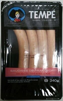 Tempé Saucisse de Francfort 100% pur porc - fumé au bois de hêtre packshot