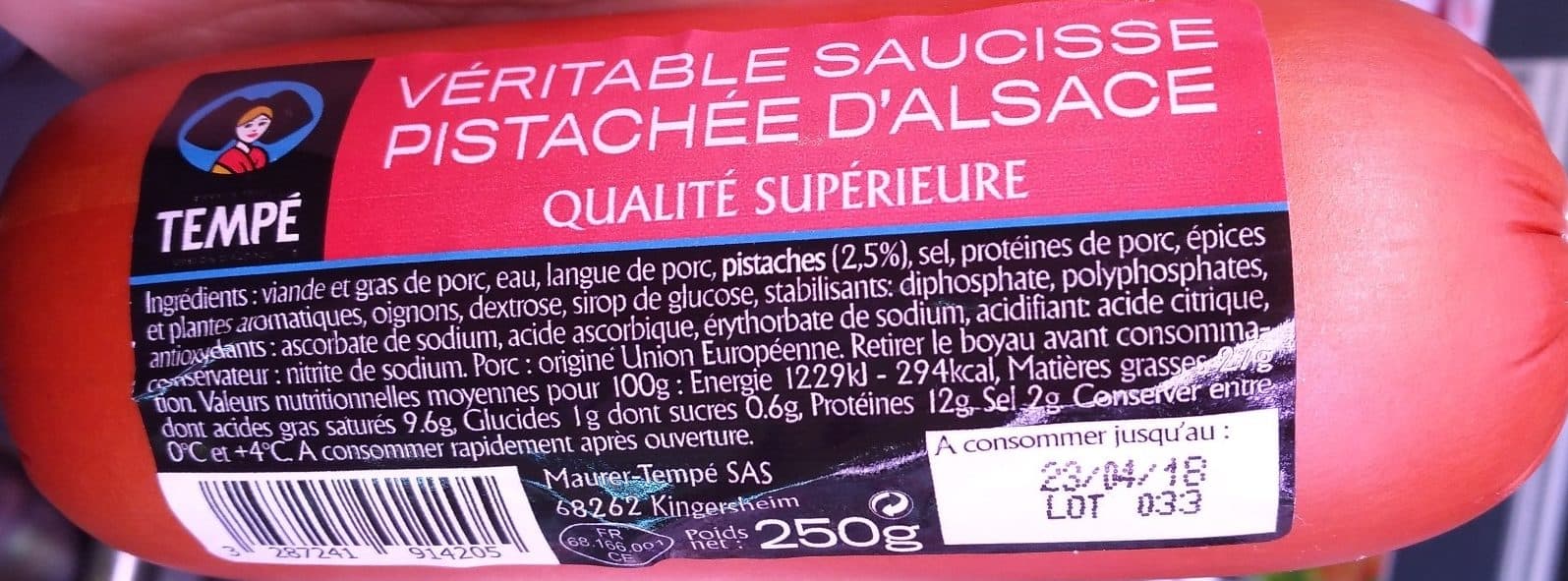 Maurer-Tempé Saucisse Pistachée supérieure packshot