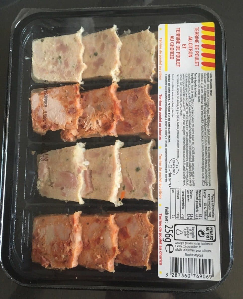Open Food Facts Terrine de poulet au citron et terrine de poulet au chorizo packshot